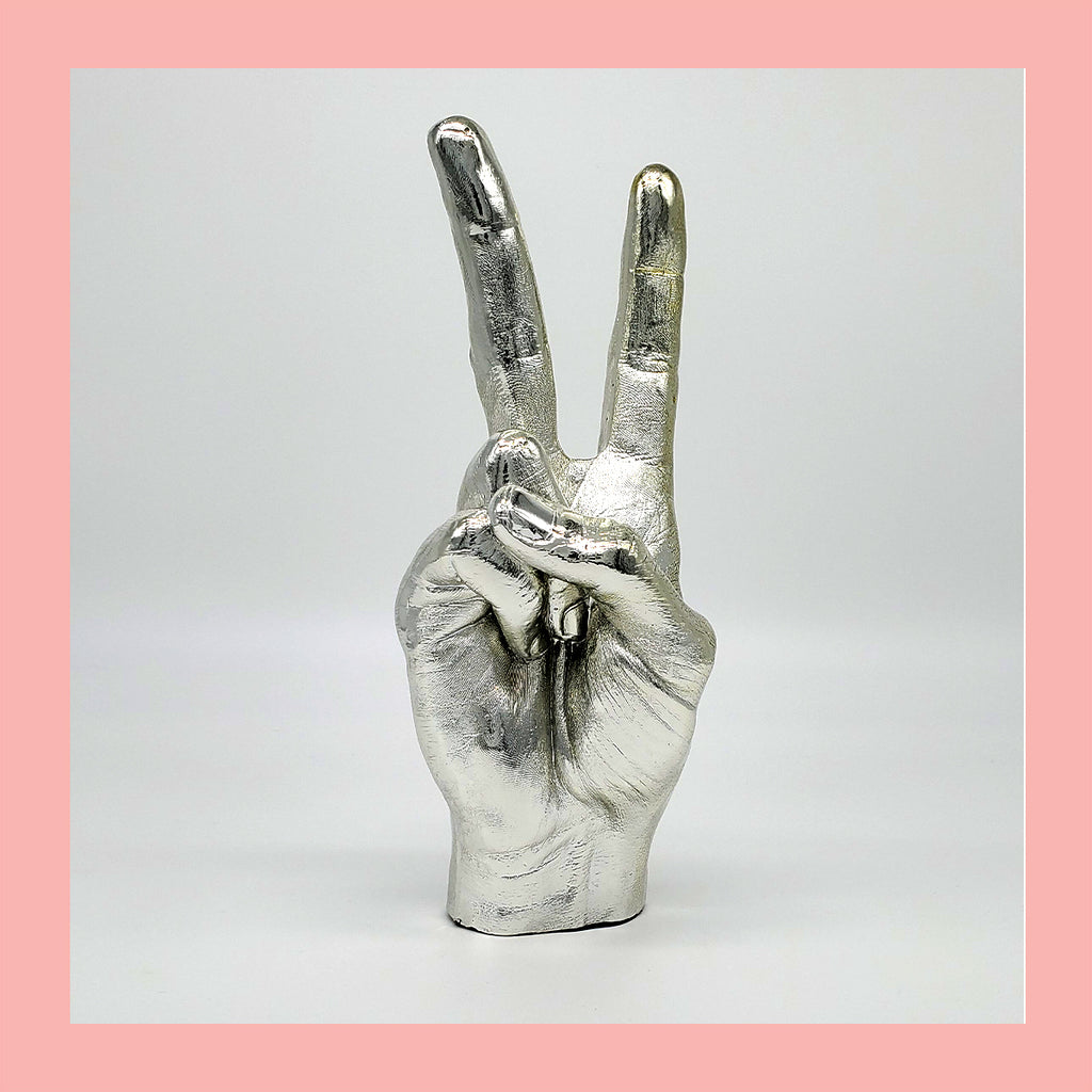 Peace Sign Sculpture - Silver